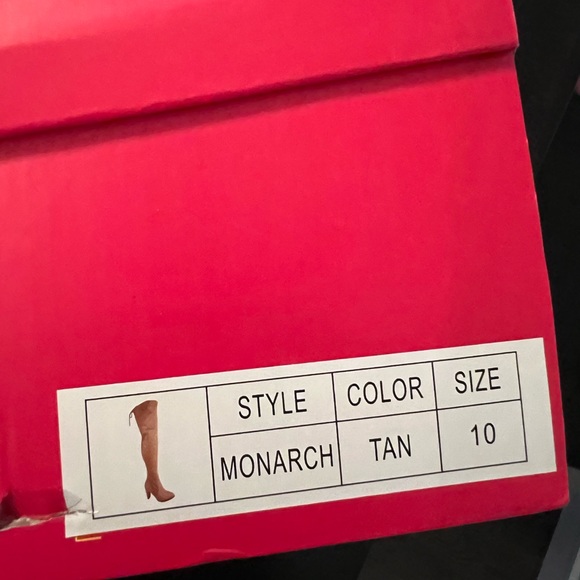 Tan Over the Knee High Heel Boots - Picture 3 of 4